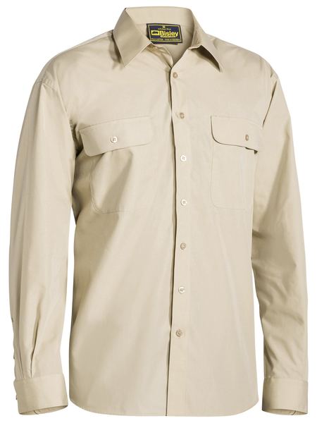 Bisley Workwear Permanent Press Shirt Long Sleeve BS6526 Work Wear Bisley Workwear SAND S 